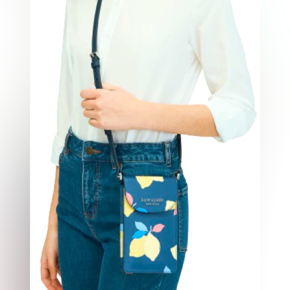KATE SPADE CAMERON LEMON ZEST SORTH SOUTH FLAP PHONE CROSSBODY